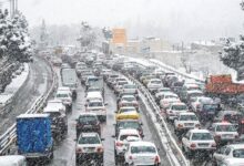 ترافیک سنگین در معابر تهران به دلیل بارش برف