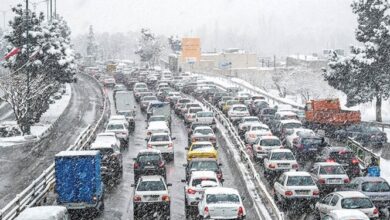 ترافیک سنگین در معابر تهران به دلیل بارش برف