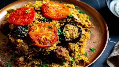 غذای خوشمزه با بادمجان
