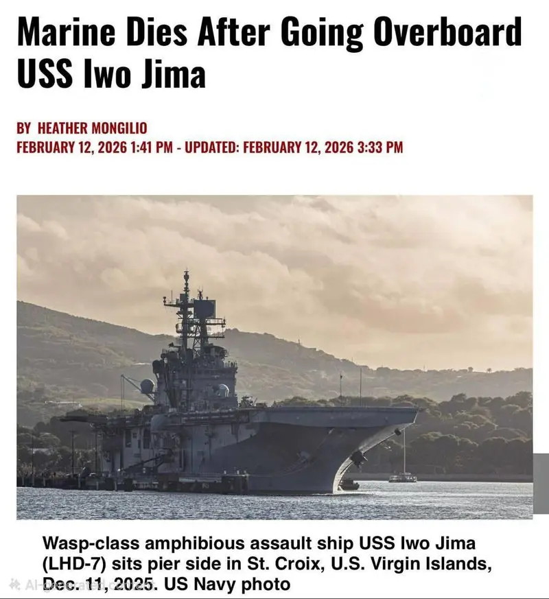 جان باختن تفنگدار آمریکایی پس از سقوط از ناو «یو‌اس‌اس ایوو جیما» در کارائیب