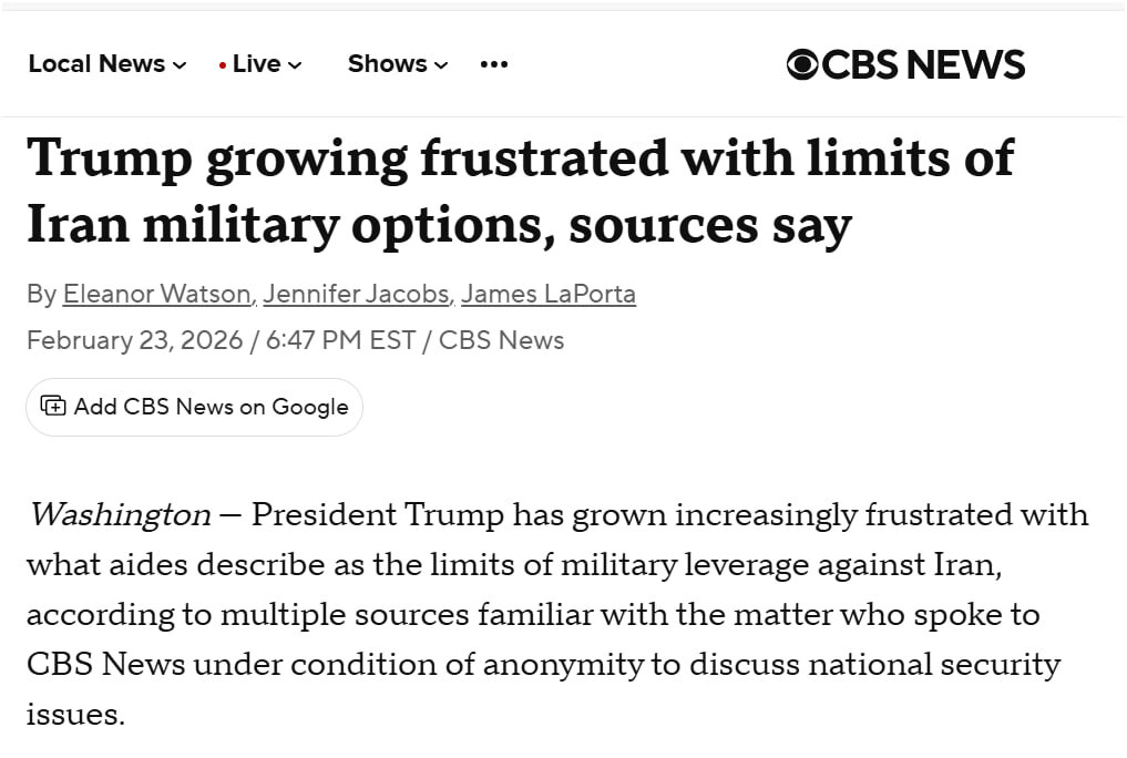 خشم فزاینده ترامپ از گزینههای نظامی علیه ایران | خطر جنگی مهارنشدنی؛ پنتاگون هشدار داد