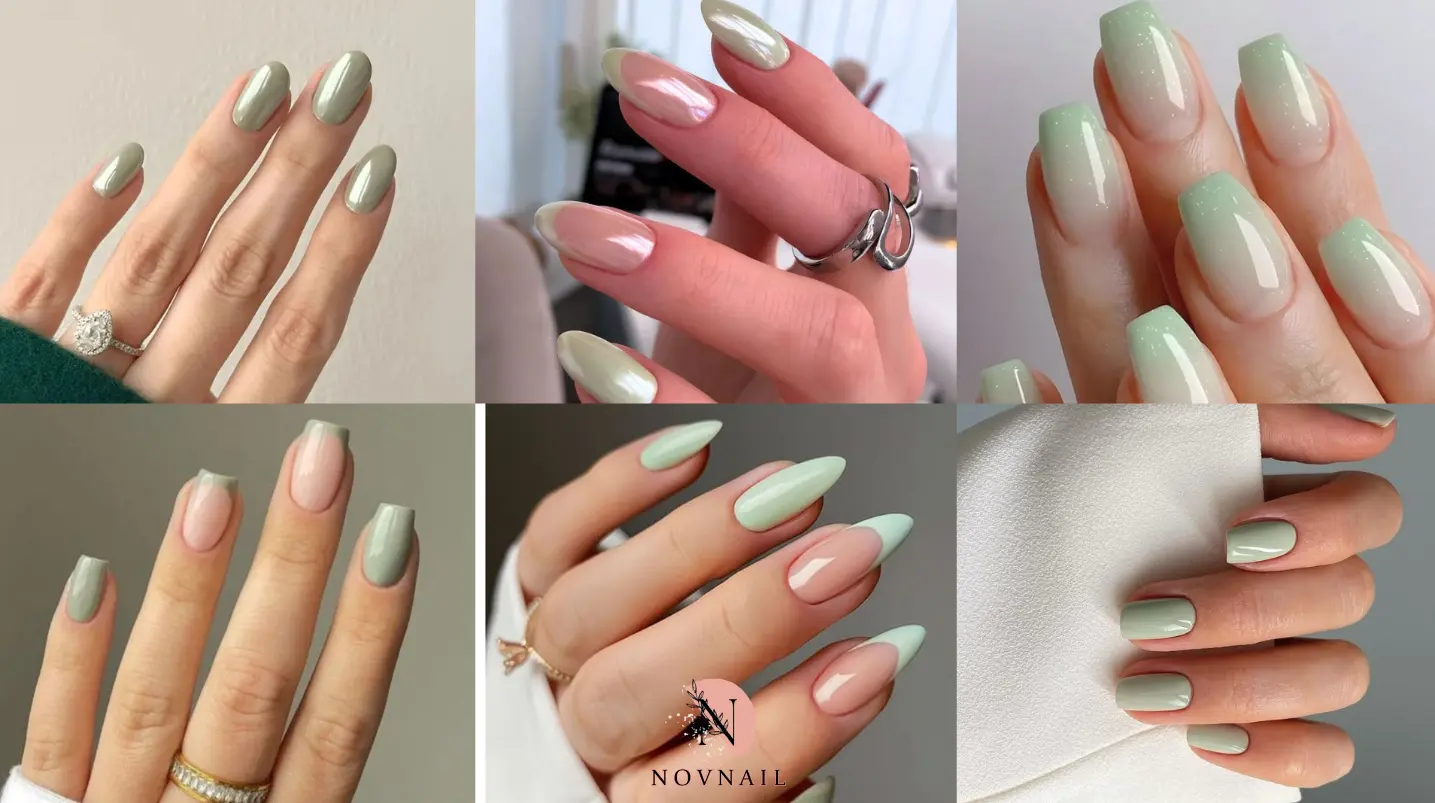 مدل ناخن سبز نعنایی