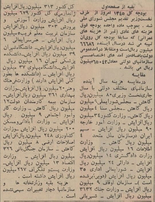 وقتی کل هزینه  ممکلت به ۲۰ میلیارد تومان هم نمی رسید+ جزئیات